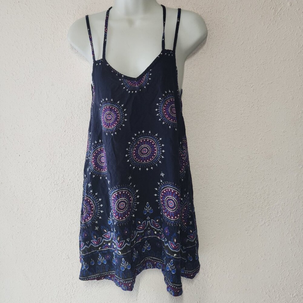 Stylish Blouse, *Gypsy cut, Mod. design, dark blue/Purple/Blue/white, size Small